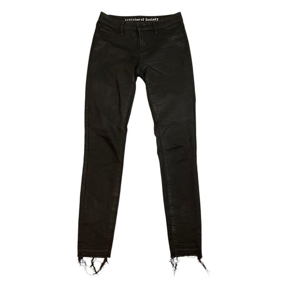 Articles of Society Coated Sarah Skinny Jeans Black Stretch Denim 25 - Picture 2 of 12